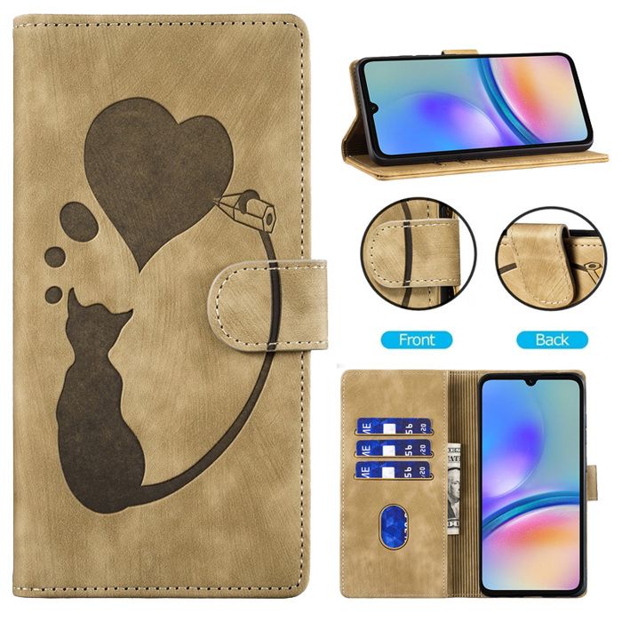 Coque pour iPhone 13 6.1 Etui Portefeuille Cuir avec Motif Porte Carte à Rabat Magnétique Clapet Housse Protection -gris