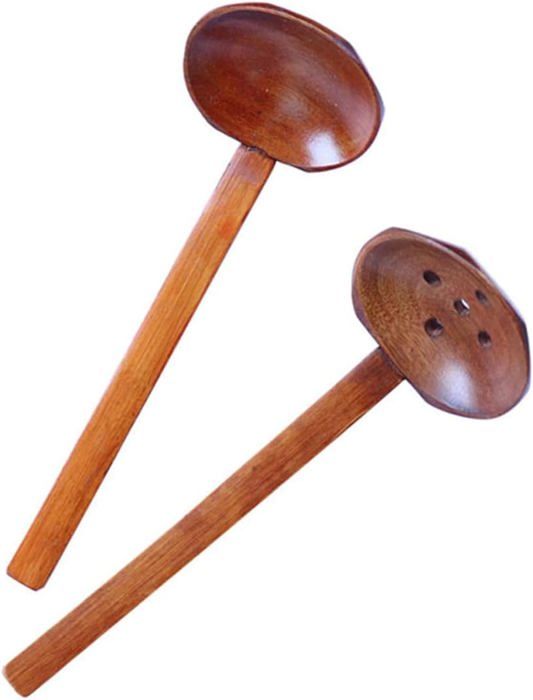 Lot De 2 Cuillères En Bois De Cuisine - Longueur 30cm, Manche Long, Antiadhésives, Idéales Pour Woks Et Poêles