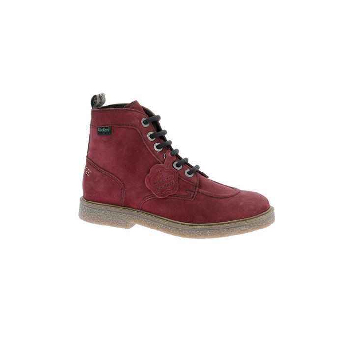 Bottines Kickers En Cuir Rouge Foncé, Taille 35, Très Bon état