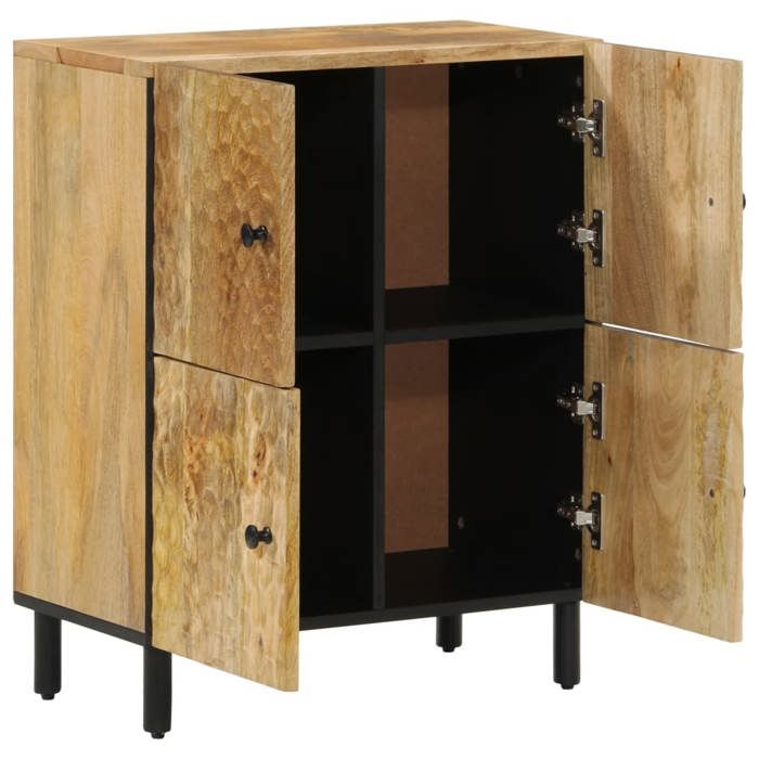 Armoire Latérale Buffet KOMFOTTEU - 110x42.5x88 Cm, 3 Casiers + étagère, Style Vintage, Bois Et Acier, Blanc