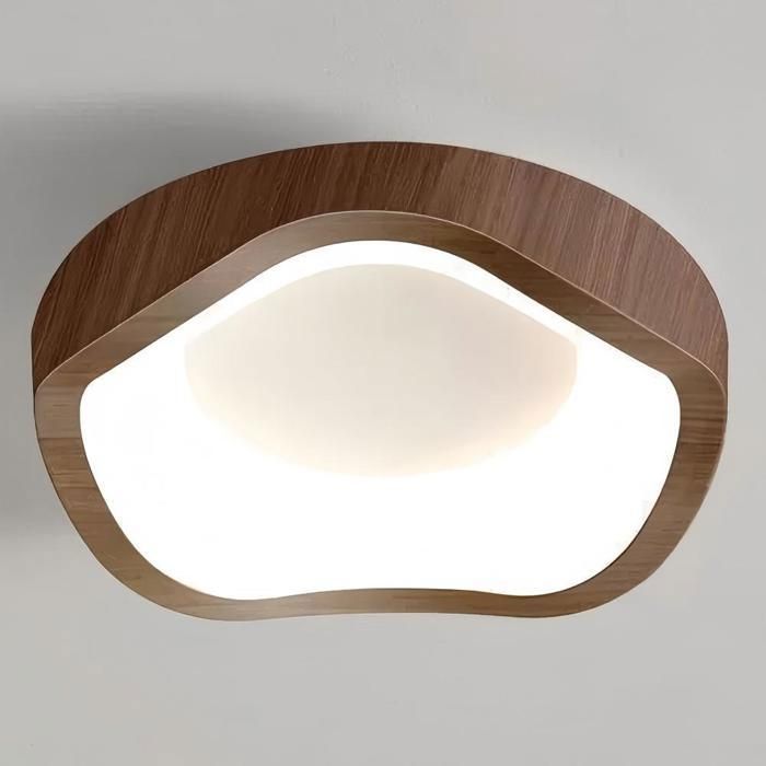 Fusion Plafonnier LED Style Moderne - 12W Blanc froide IP54 Imperméable Luminaire Plafonnier Pour Salle de Bain - 1pcs Noyer Ø20CM