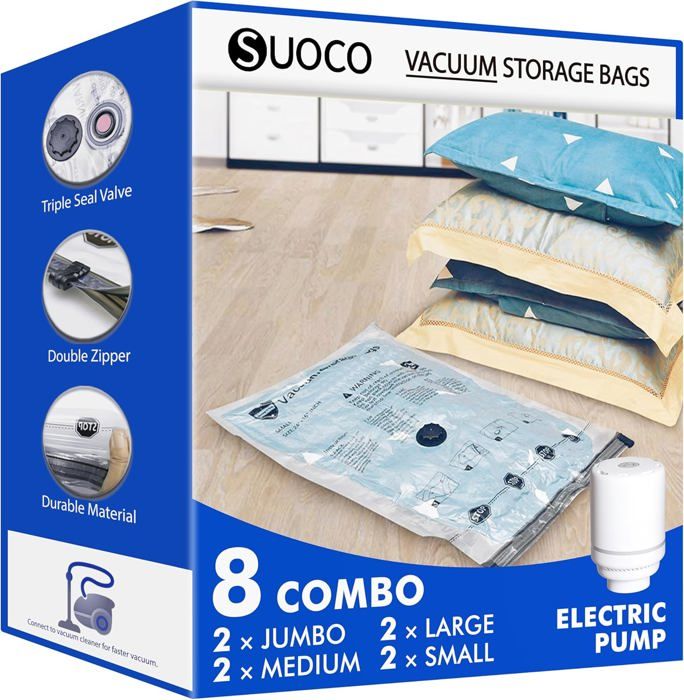KellDis Sacs Sous Vide Réutilisables Pour Vêtements – Lot De 12 Sacs De