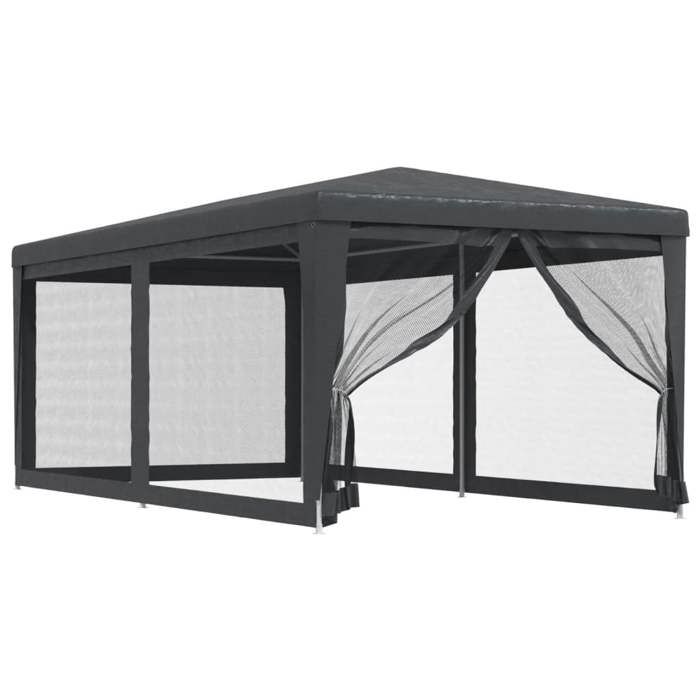 Bonne qualité - Barnum dextérieur - anti-UV - Tente de fête avec 6 parois latérales en maille Anthracite 3x6m DECO M4259348