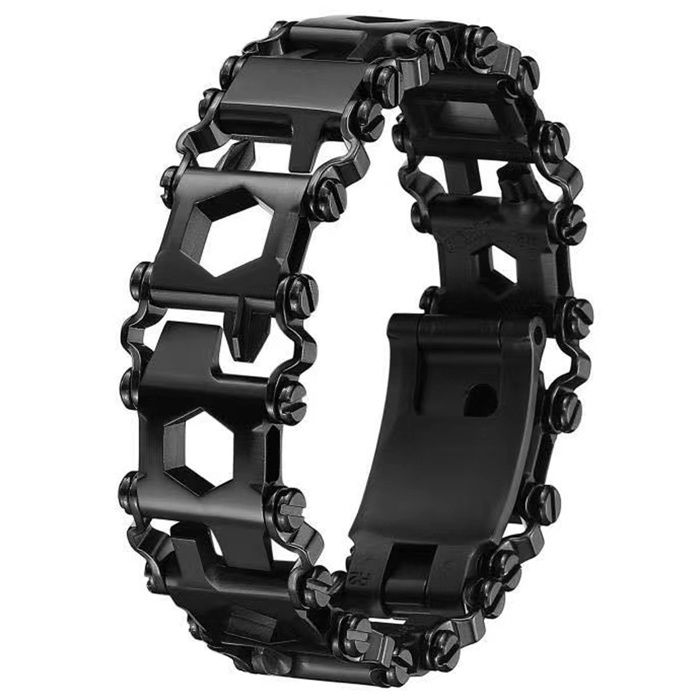 Outil multifonction 29 en 1 bracelet noir brillant bracelet en acier inoxydable bracelet portable survie en plein air