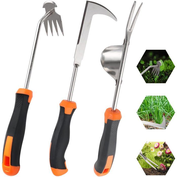 Massway Lot De 2 Désherbeurs En Acier Inoxydable Avec Poignée - Outils Jardinage Polyvalents