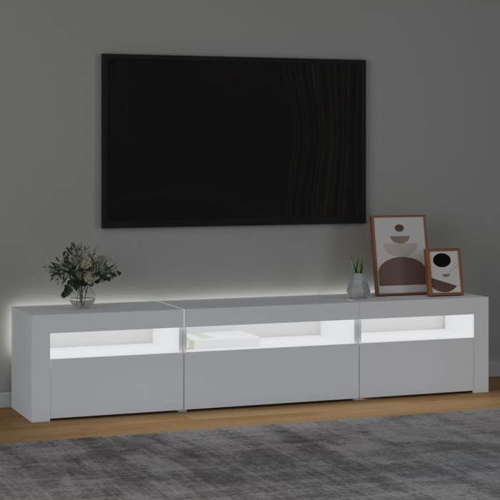 Meuble TV - Table TV - avec éclairage LED - blanc - 195x35x40 cm M4271