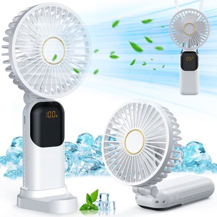 ®RisingFF Mini ventilateur portable ventilateur de charge USB 5 vitesses avec base ventilateur de poche pliable silencieux - Risingff
