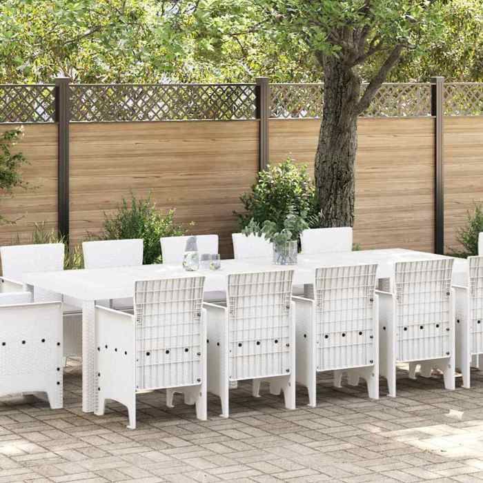 vidaXL Ensemble de jardin de 13 pièces avec coussins en rotin Table de jardin 200x100x73 cm en rotin Table de jardin 150x100x73 cm en rotin Chaises de jardin avec coussins 4 pcs en rotin - vue 8