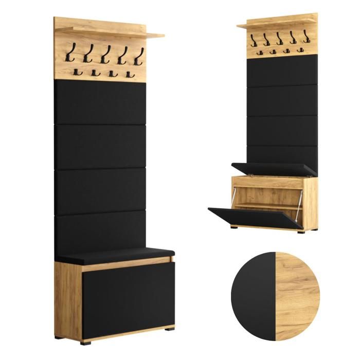 Portant à Vêtements Avec Banc Et Rangement Chaussures - Meuble D'entrée 5-en-1 Blanc 102x35x176 Cm - Idéal Couloir, Chambre