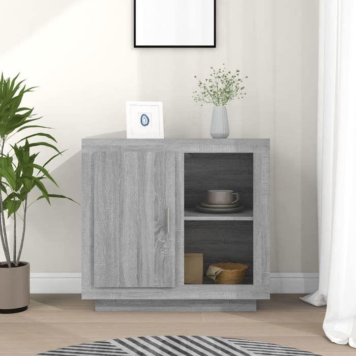 MEUBLE DE SEJOUR - Armoire de Placard - Bahut De Cuisine Décor - Sonoma gris 80x40x75cm FR773