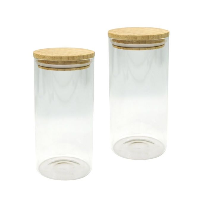 Lot de 2 boîtes hermétiques alimentaires en verre 1 5L avec 2 ustensiles de cuisine Fackelmann Nature Divers
