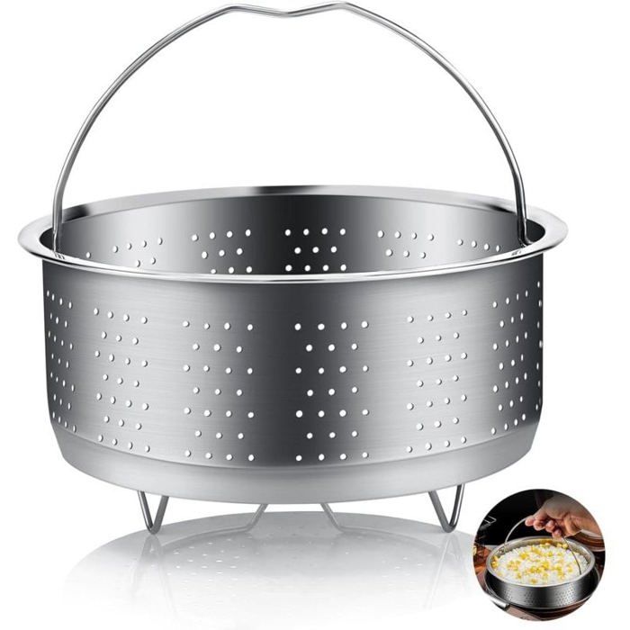 Panier à Vapeur 304 Acier Inoxydable Panier Autocuiseur Panier Vapeur Insert pour Cuisson à Vapeur avec Poignée Recouverte pour