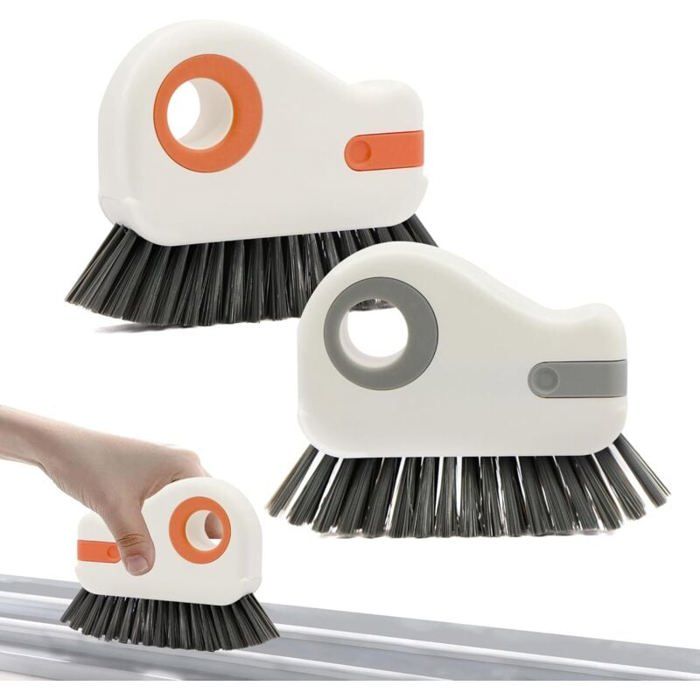 Brosse De Nettoyage 2 En 1 Pour Rails De Fenêtre - Poils Durs + Grattoir Pour Joints & Portes Coulissantes