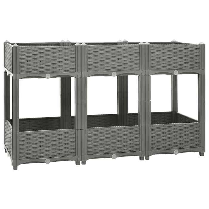 Lit surélevé - vidaXL - 120x40x71 cm - Polypropylène - Gris clair - Design rotin