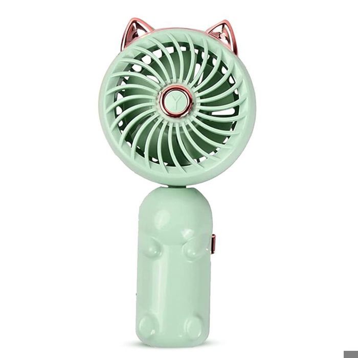 Ventilateur Portable avec Oreilles de Chat Mini Ventilateur avec Batterie Rechargeable USB Petit Ventilateur Pliable (Vert) - Sodial