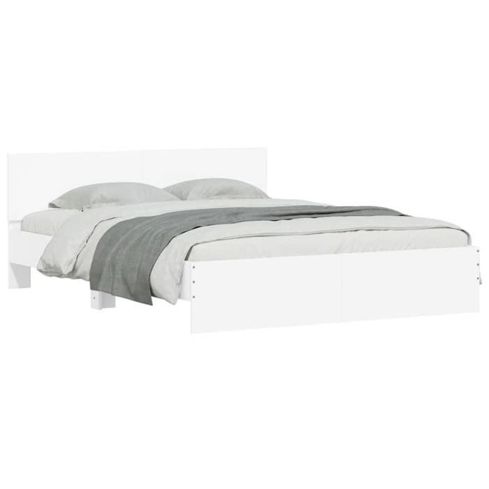 Blanc 140 x 190 cm - Lit Bois - stables et durable - Cadre de lit - matelas non inclus - blanc 140x190 cm 001_627598