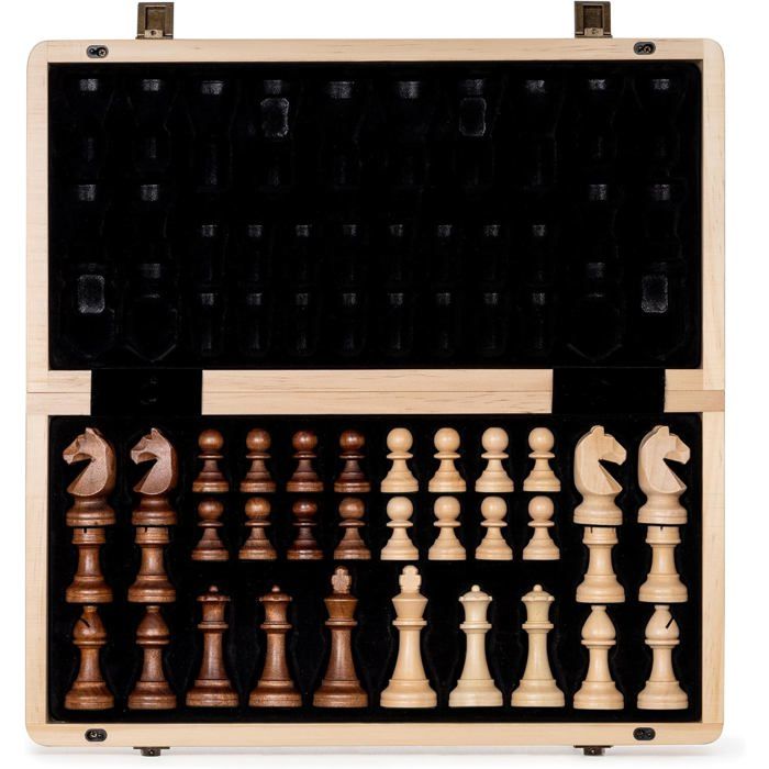 Jeu déchecs A&A magnétique pliable en bois 381 cm avec pièces Staunton