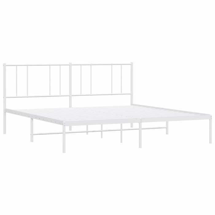 Blanc 200 x 200 cm - Lit métal - Cadre de lit métal - matelas non inclus - et tête de lit blanc 200x200 cm 001_348833