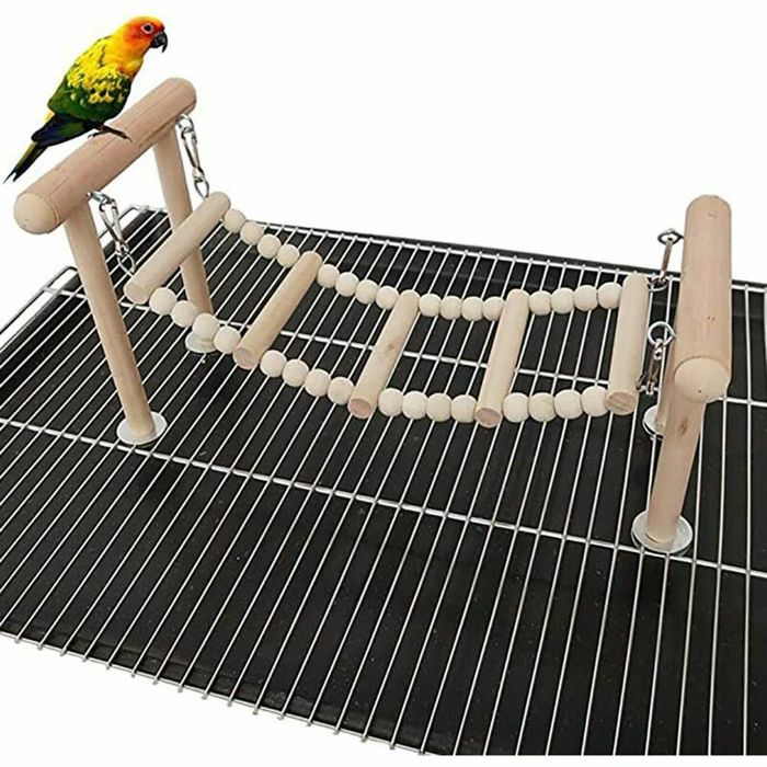 Gymnase perchoir en bois échelle-balancelle jouet escalade pour perroquets en cage .