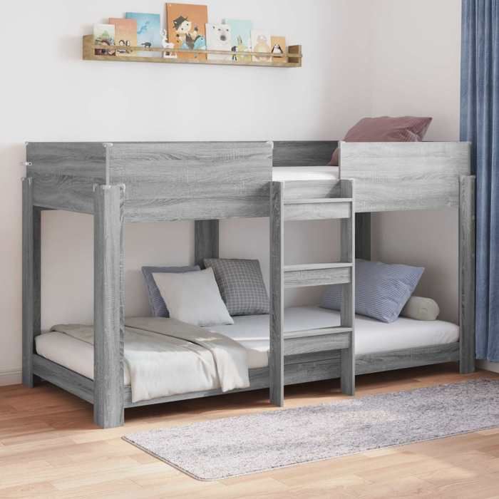 vidaXL Lit Superposé pour Enfants Gris Sonoma 90 x 200 cm 3410520