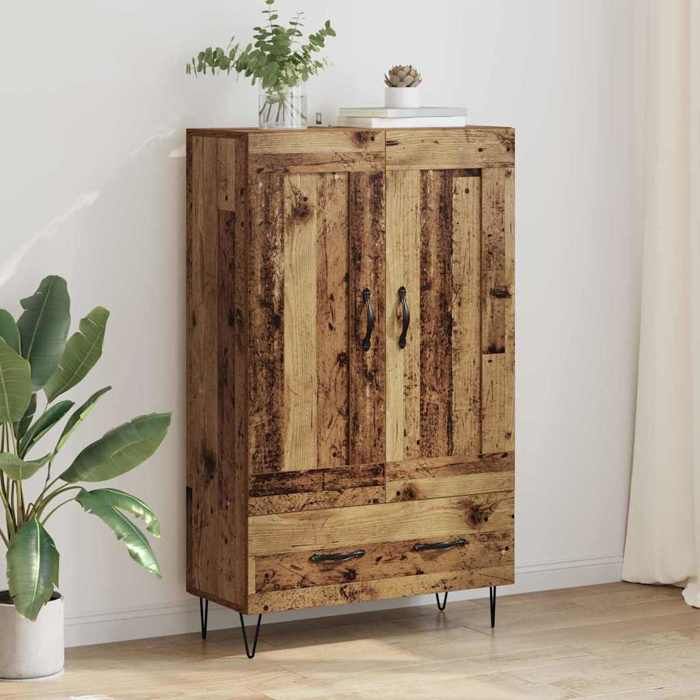 Highboard - ZENCORE® - Cadre solide - Haut Armoire/Buffet de Cuisine - Bois Ancien 69 5x31x115cm - bois dingénierie B655467