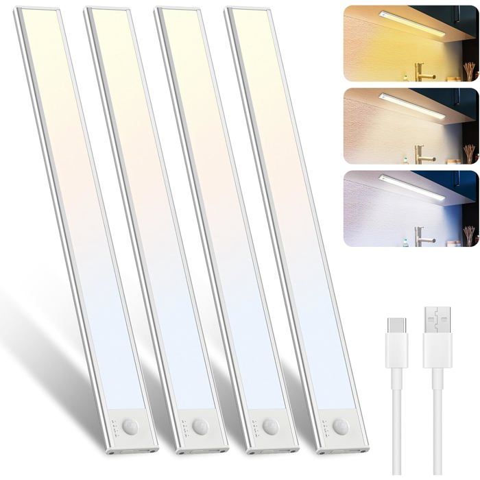 Réglette LED sans fil - CACTOSE - Détecteur de mouvement - 3 températures de couleur: 3000K 4000K 6500K