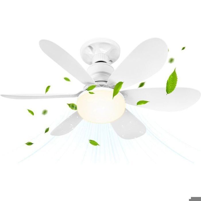 Ventilateur plafond avec lumière LED - LON® - Télécommande Dimmable - 52CM - 3 vitesses 40W silencieux