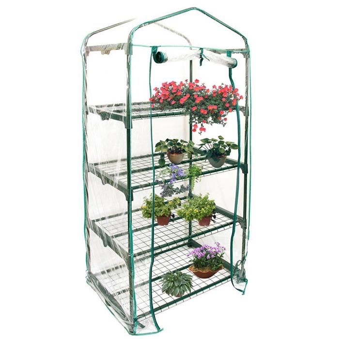 Serre 69 x 49 x 155 cm 4 - Roame - niveaux serre de jardin pvc plastique tente housse de serre pour légumes plantes fleurs cadre n