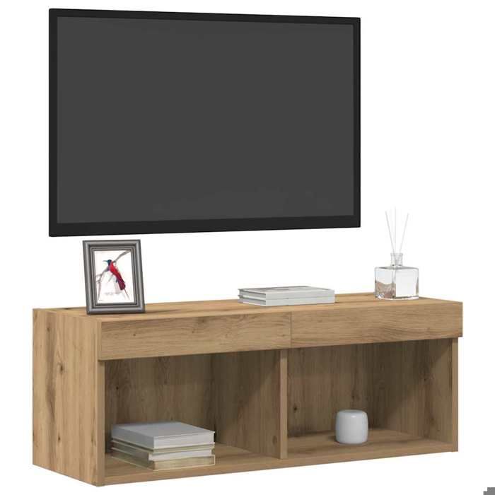Ensemble meuble TV avec LED - vidaXL - en bois dingénierie - chêne artisanal - 2 portes - 80 x 30 x 30 cm gsq21v1933
