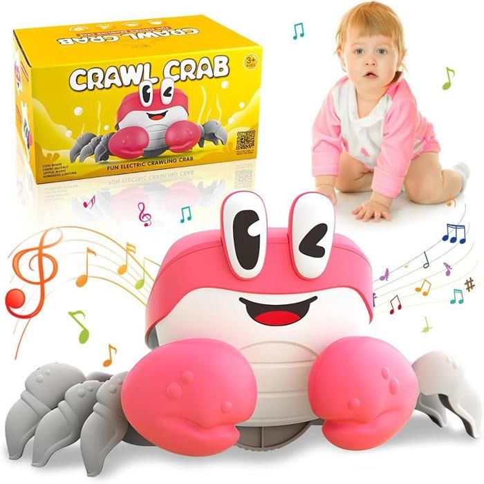 Crabe musical rampant jouet sensoriel pour bébé de 6 à 12 mois crabe dansant évite automatiquement les obstacles