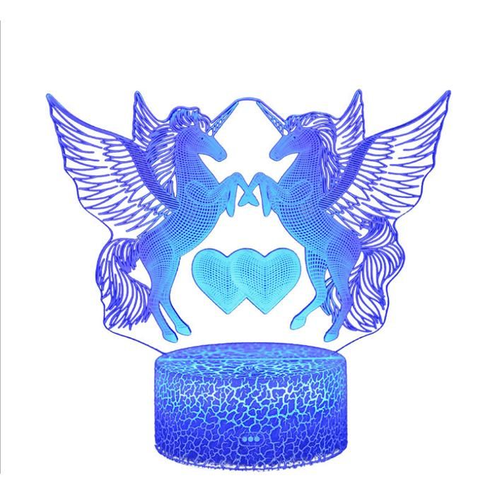 Nice dream veilleuse licorne 3d pour enfants fille lampe led usb - Aueq - veilleuse illusion 16 couleurs changeantes avec téléco