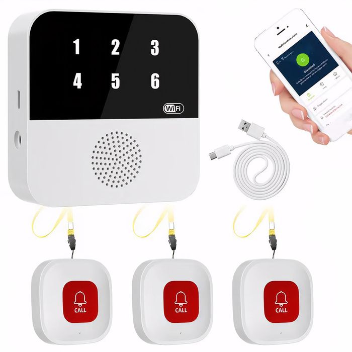 1 Montre durgence bouton SOS alarme 120 dB connexion Wi-Fi application mobile portée 50 m pour personnes âgées noir . 1 Montre durgence bouton SOS alarme 120 dB connexion Wi-Fi application mobile portée 50 m pour personnes âgées noir .
