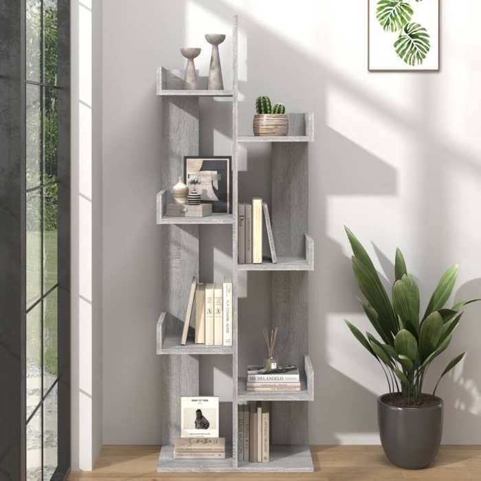 Bibliothèque intérieure - vidaXL - Étagère haut pour salon - bois dingénierie - sonoma gris - 48 x 25 5 x 140 cm@enu77z