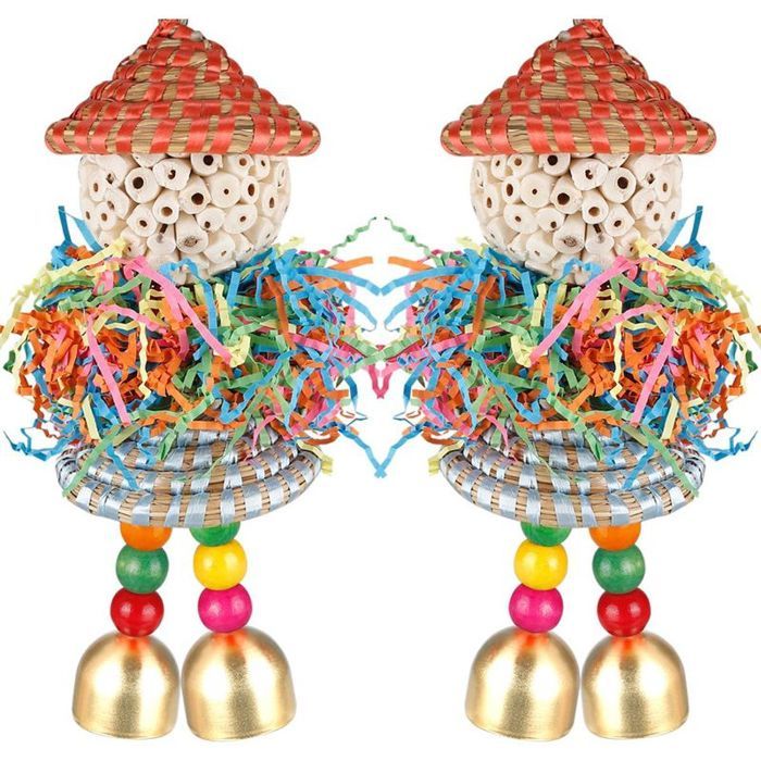 Lot de 2 Jouets pour Oiseaux à Suspendre avec Clochette pour Petits perroquets perruches calopsittes Conures Oiseaux damour