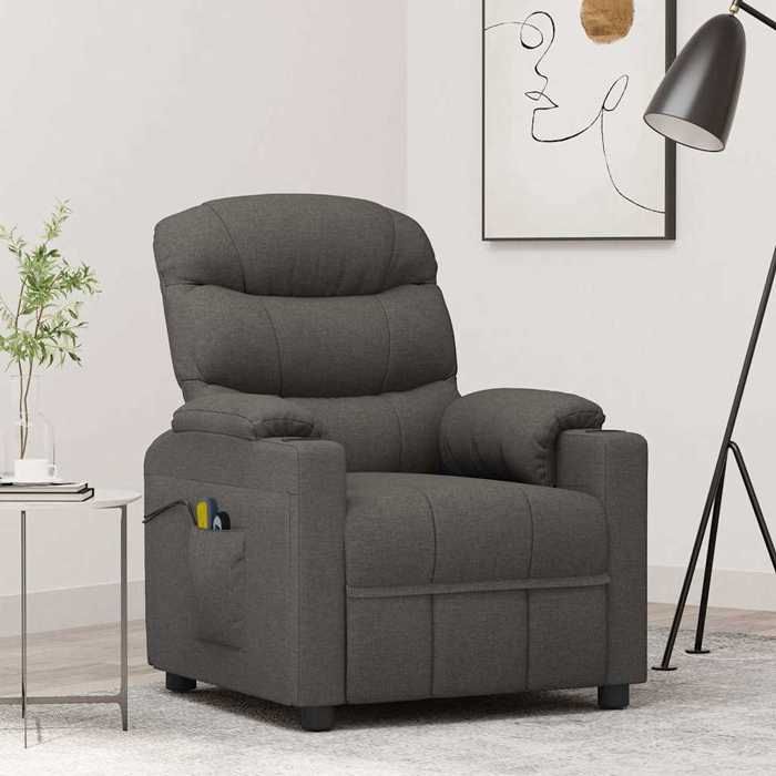 Fauteuil Massant électrique - COCO - 1 place - tissu - gris foncé - 755 x 92 x 105 cm - vibrations 6 points - 3 positions dinclina