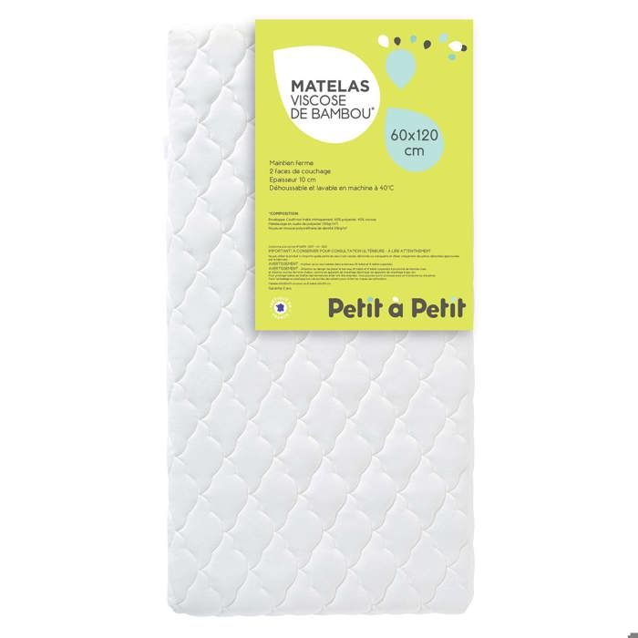 Matelas bébé - Petit à petit - Viscose de bambou - Réversible - Sans traitement chimique - Déhoussable