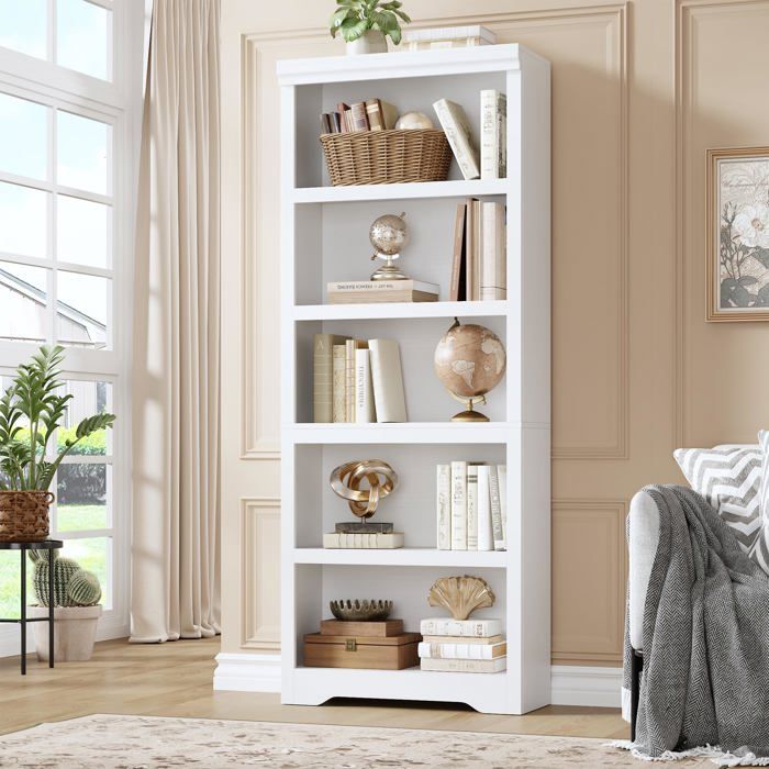 Etagère campagne 5 niveaux 69 blanc étagères ajustables antidérapante salon balcon étude