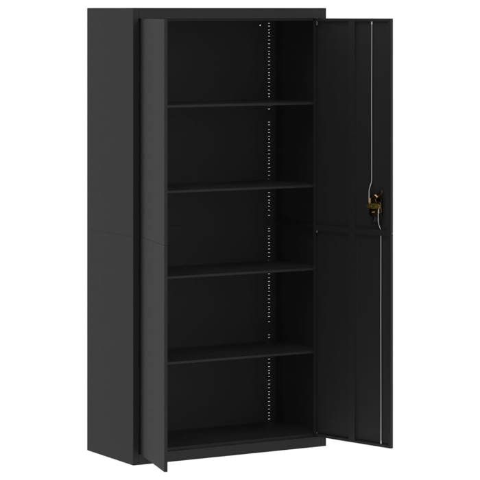Noir Meuble de bureau Cabinet de Bureau Grand espace noir 90x40x180 cm acier N1063