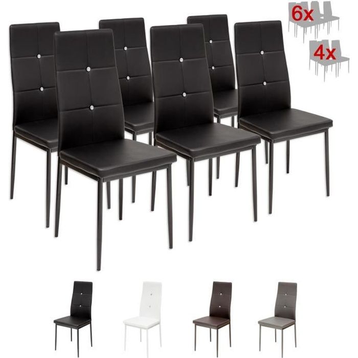 chaises de salle à manger - albatros - 3098 diamond - lot de 6 - noir - simili - métal