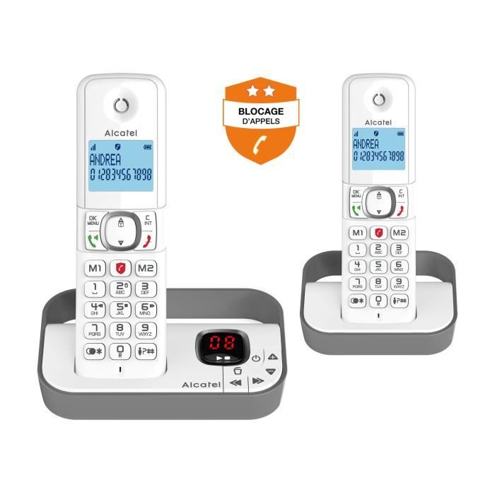 Téléphone fixe sans fil - ALCATEL - F860 voice duo grey - Blocage d'appels indésirables