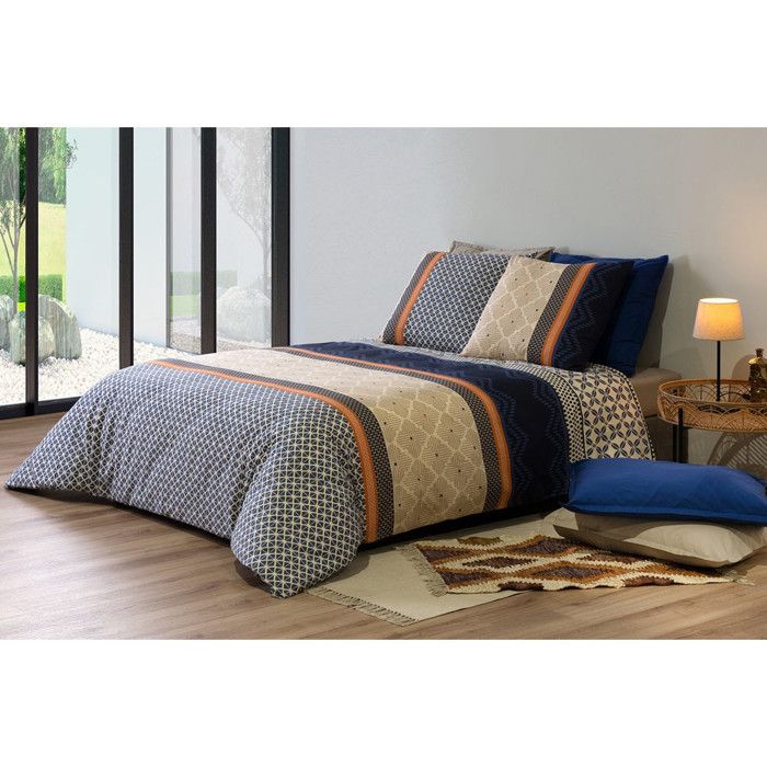 Parure Housse De Couette Intemporel Microfibre Lavée Moutarde 240x220 Cm - Lit 2 Places
