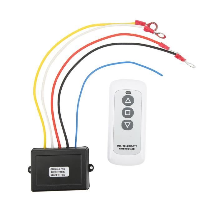 Kit Télécommande Treuil Sans Fil 12V Universel - Portée 23 M - Étanche - Pour Camion, ATV, SUV