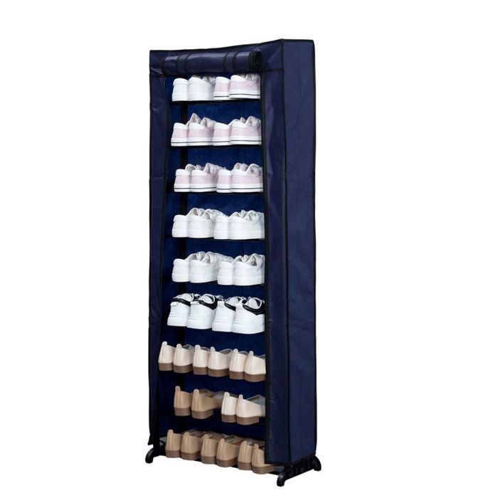 Meuble à chaussures - HERZBERG - HG-8076 - 9 niveaux - Noir - Cadre acier