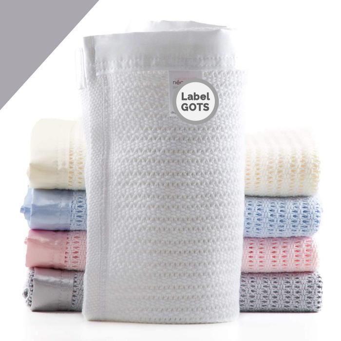 Bio Cellulaire Couverture Bebe Fille Garcon Plaid Bebe Des La Naissance 100 Coton Organique Doux Respirant 75 X 100 Cm Gris Cdiscount Puericulture Eveil Bebe