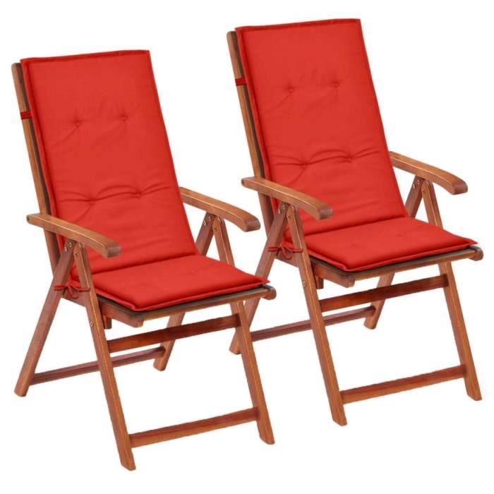 Coussin De Chaise De Jardin 2 Pcs Rouge 120x50x3 Cm Achat