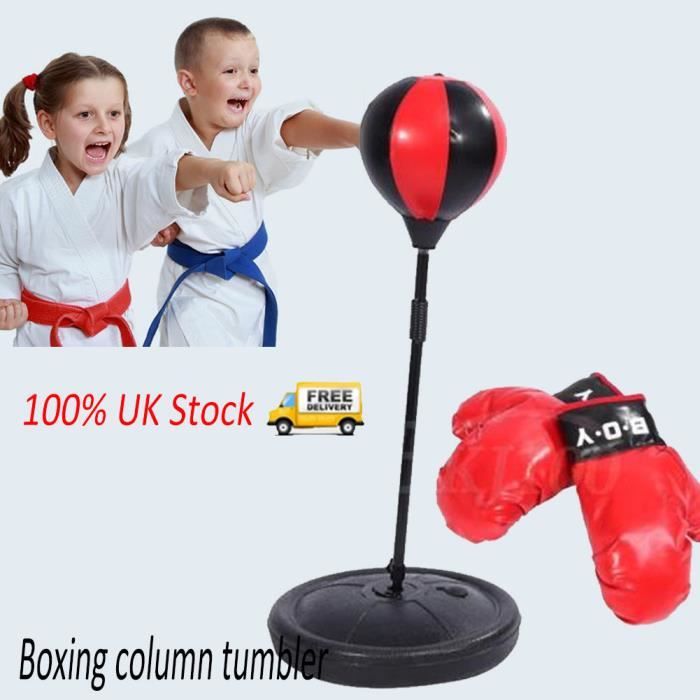 Punching Ball de Vitesse /Sac de Frappe /Réglable Avec Gants de Boxe Set Base de Pied Pour Enfants -DBA