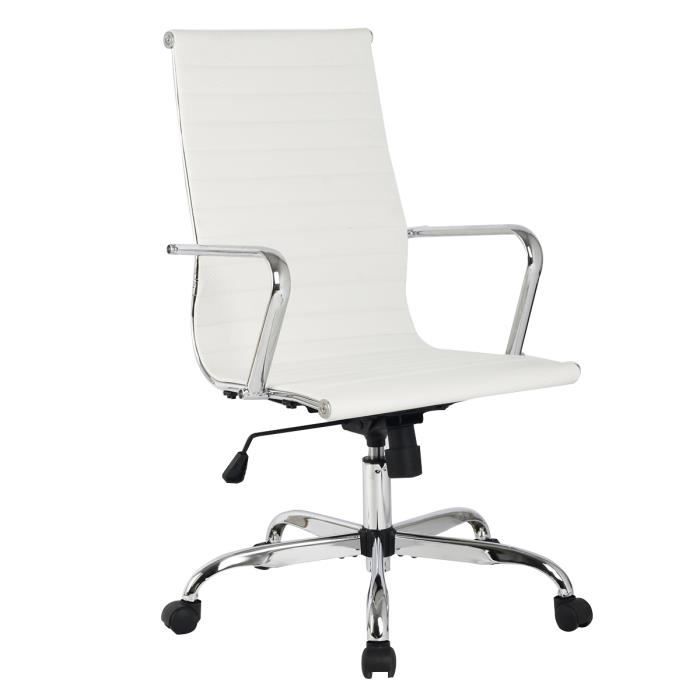 Chaise De Bureau Siege Ergonomique Pivotant Fauteuil De Direction Chaise D Ordinateur Avec Bra Reglable 56x63x103cm Hauteur Blanche Achat Vente Chaise De Bureau Blanc Soldes Sur Cdiscount Des Le 20 Janvier Cdiscount