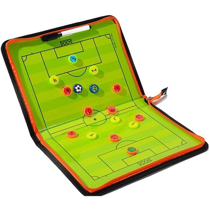 Tableau Tactique Football Double Face 45x30 Cm - Cadre Aluminium, 27 Aimants (Joueurs, Ballon, Arbitres) - Pour Entraîneurs, Formation