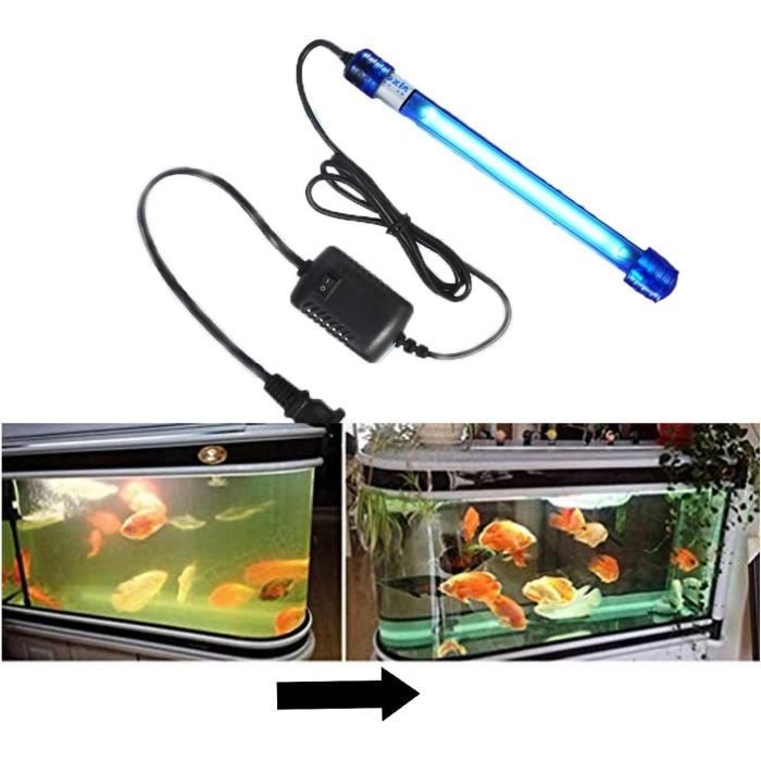 Funmo Stérilisateur UV Aquarium Lampe Submersible - Nettoyeur Eau Claire Anti-Algues, Pour Aquarium, Bocal Poissons, Étang