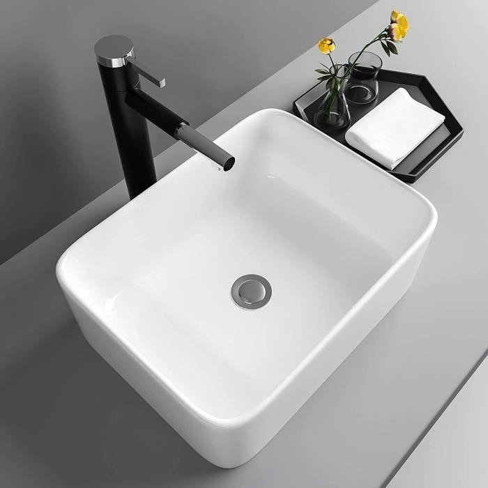 BAO Évier de salle de bain blanc 56x41x20 cm ovale céramique